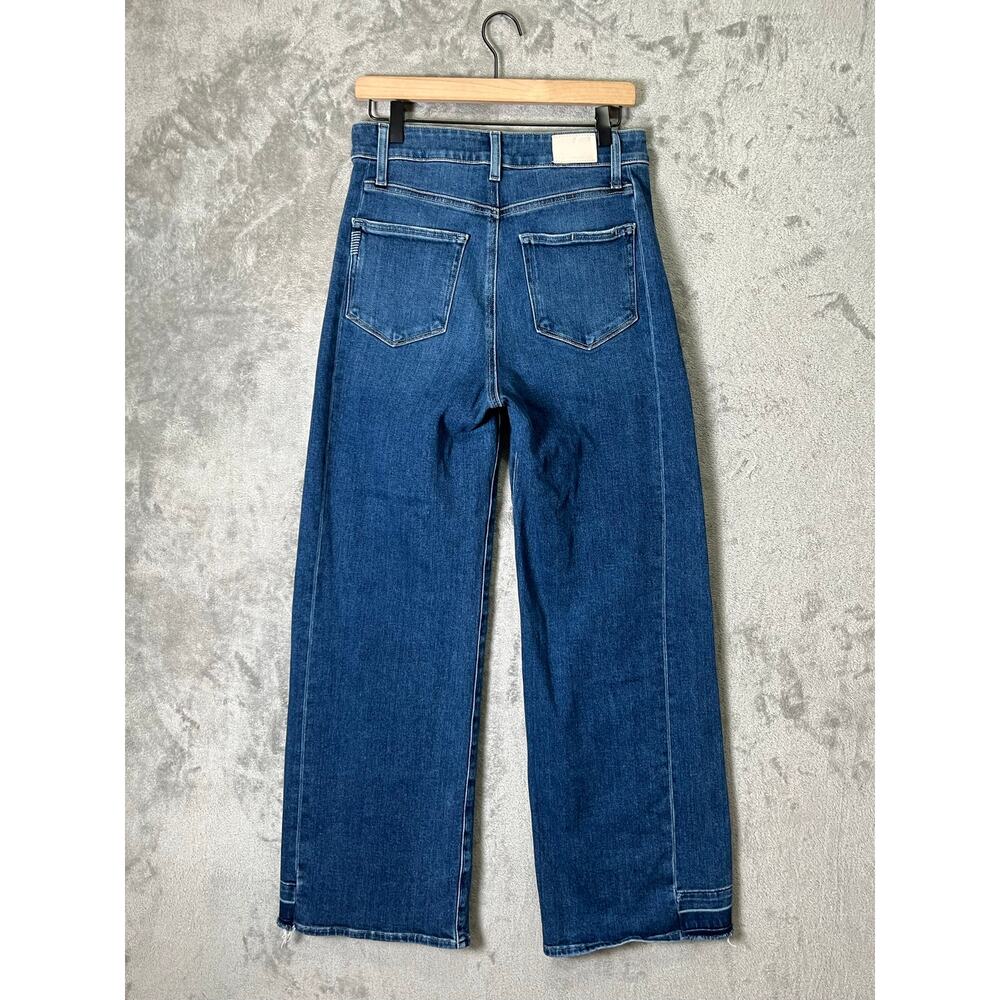 PAIGE Anessa 31 Wide Leg Jeans Size 29 High Rise Raw Hem Vintage Wash Denim - Picture 3 of 10